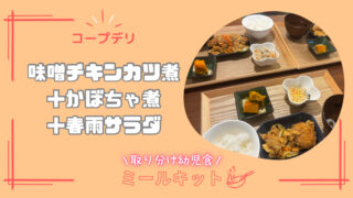 【実食レビュー】コープミールキット『味噌チキンカツ煮＋かぼちゃ煮＋春雨サラダ』を作ってみた【取り分け幼児食】